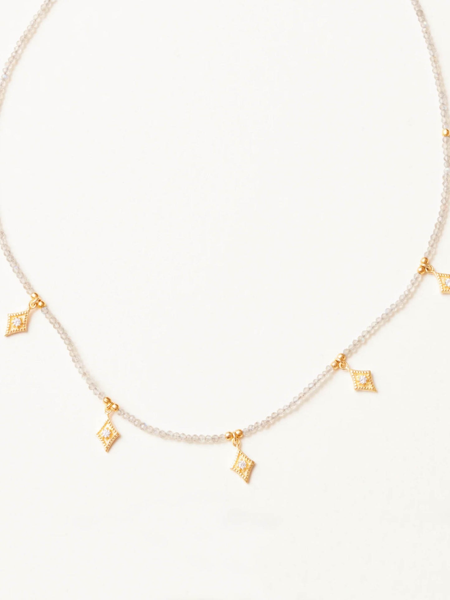 Carousel Jewels Golden Charm Labradorite Necklace Close Up