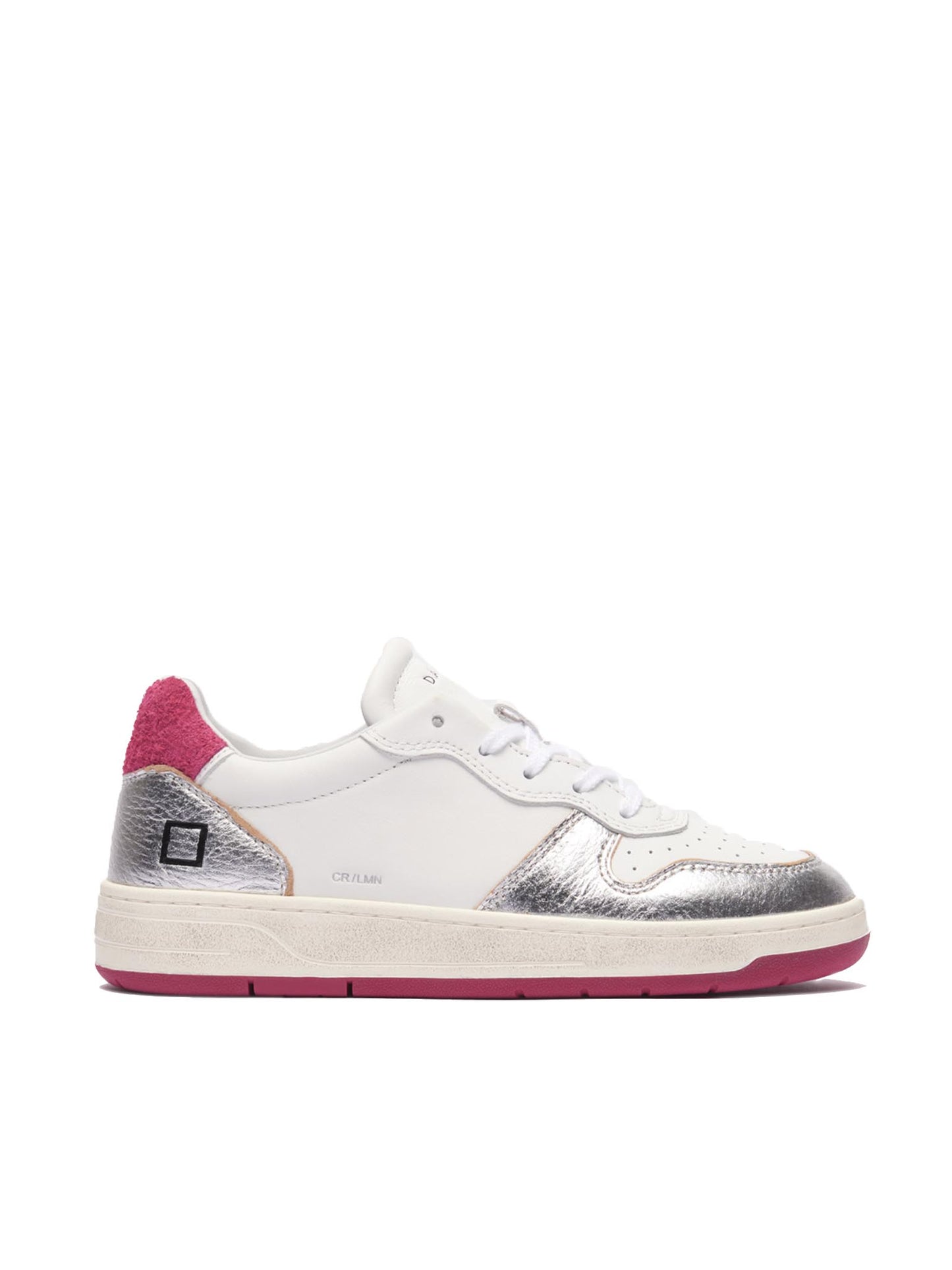 D.A.T.E Court Laminated White-Silver Trainers Cutout Side