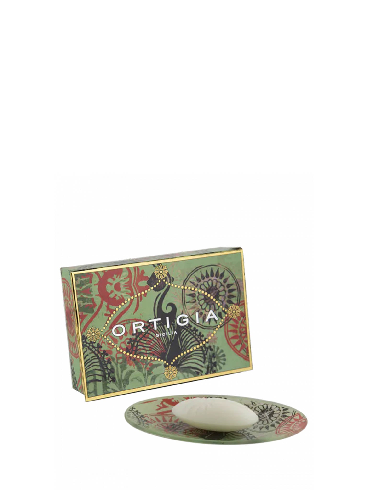 Ortigia Fico D_India Soap  with Glass Soap Dish Cutout