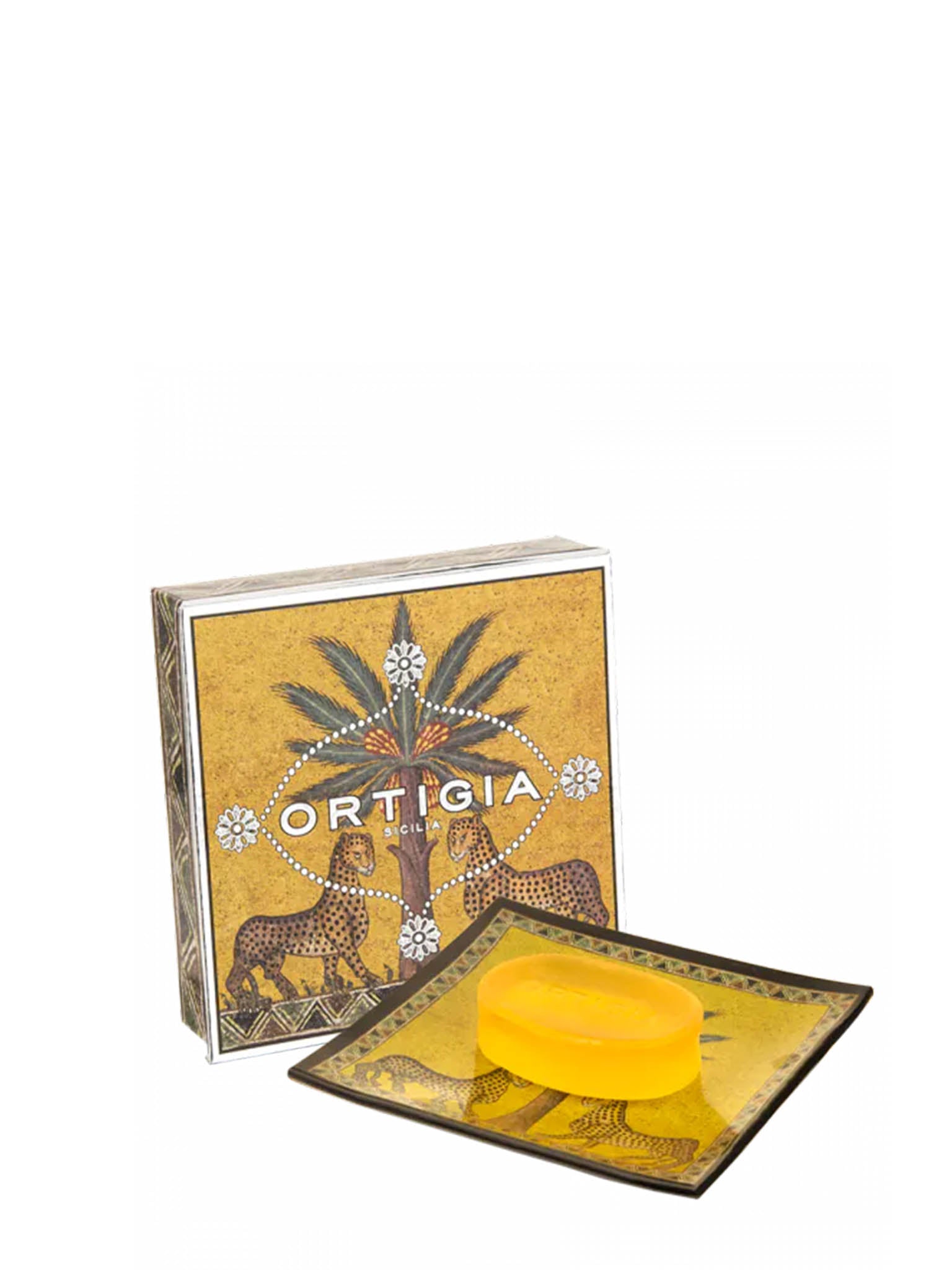 Ortigia Zagara Soap with Glass Dish and packaging cutout
