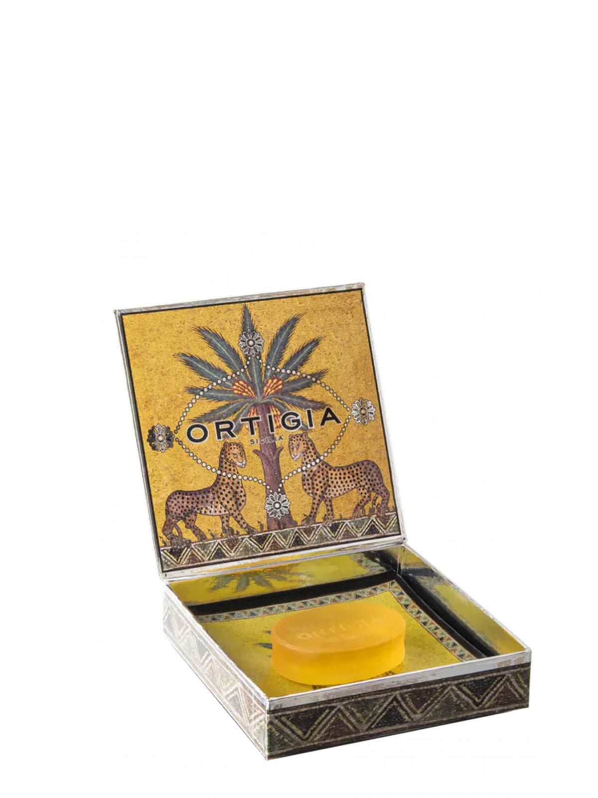 Ortigia Zagara Soap and Glass Dish inside packaging cutout