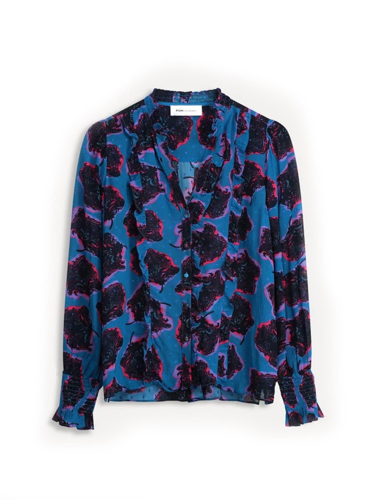 POM Amsterdam Flower Pop Blue Shirt Cutout from the front
