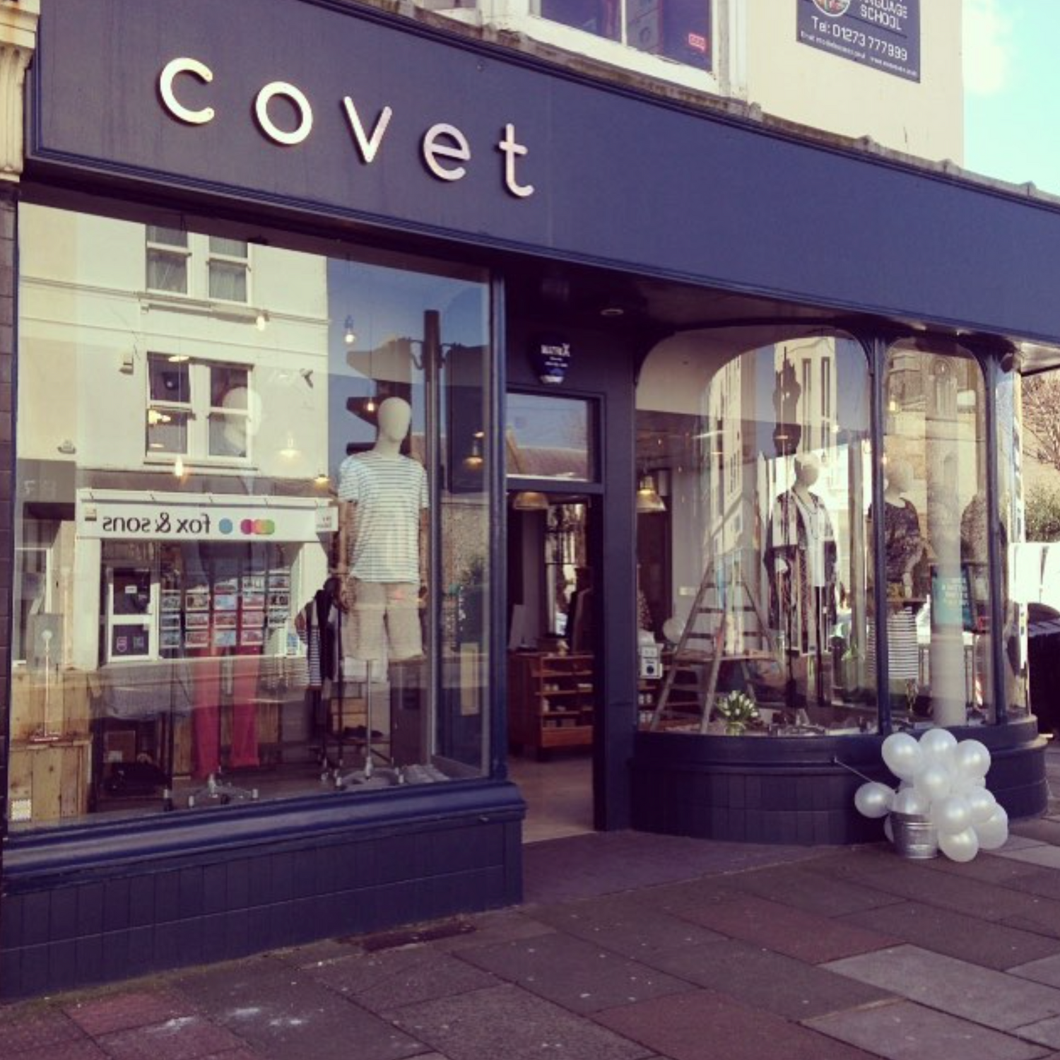 Close up of Covet Hove Shop front during opening