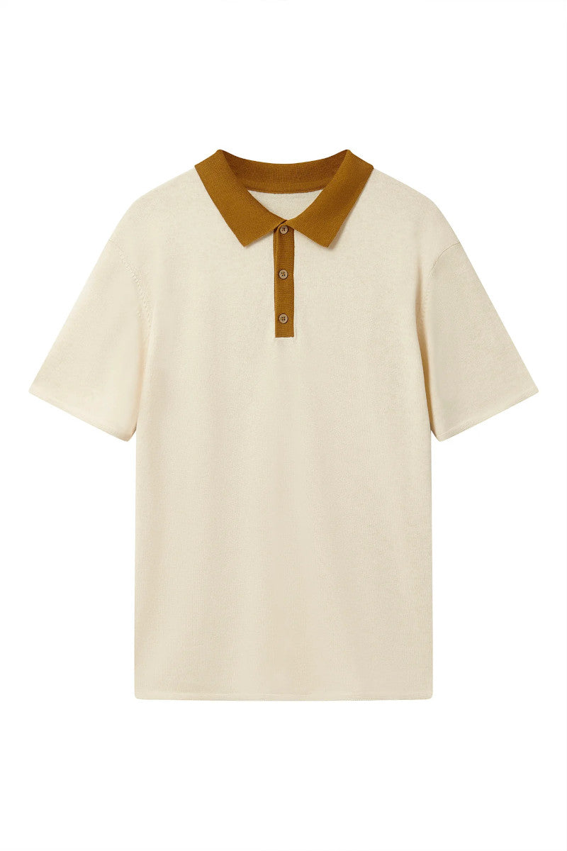 Komodo Frank Organic Cotton Knit Polo Sand