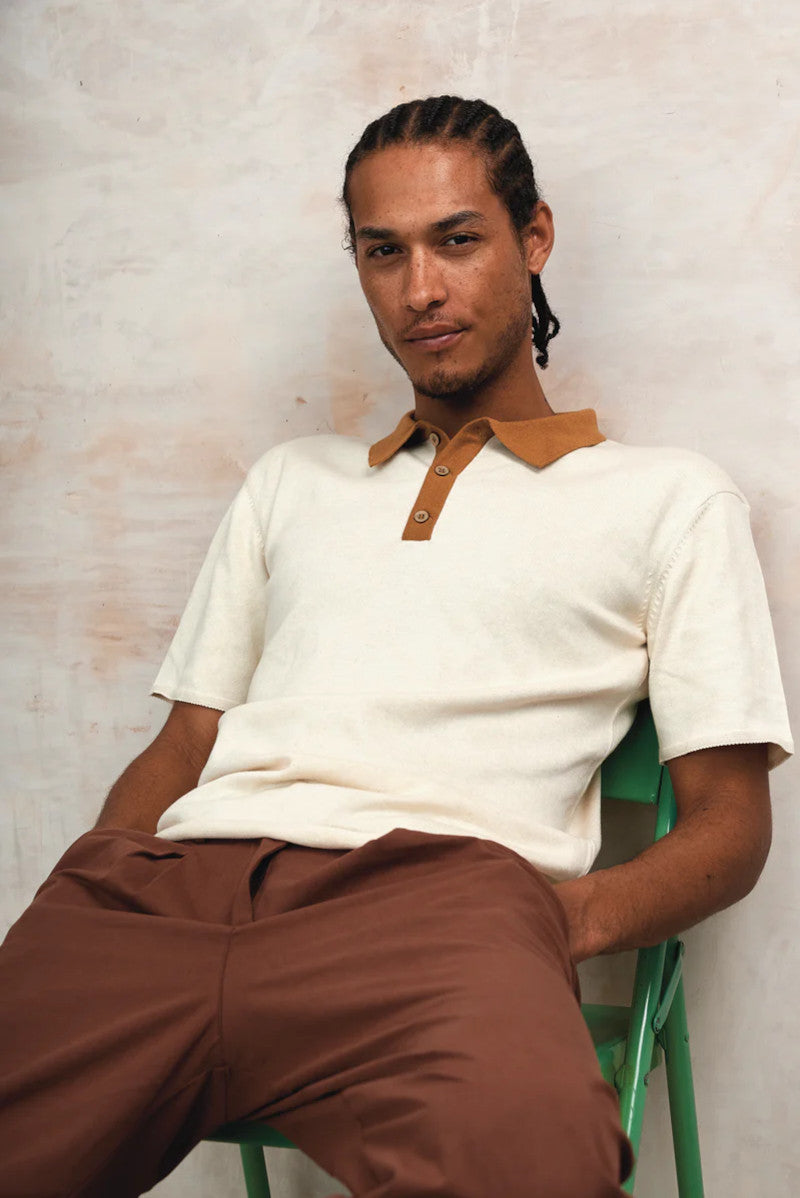 Komodo Frank Organic Cotton Knit Polo Sand