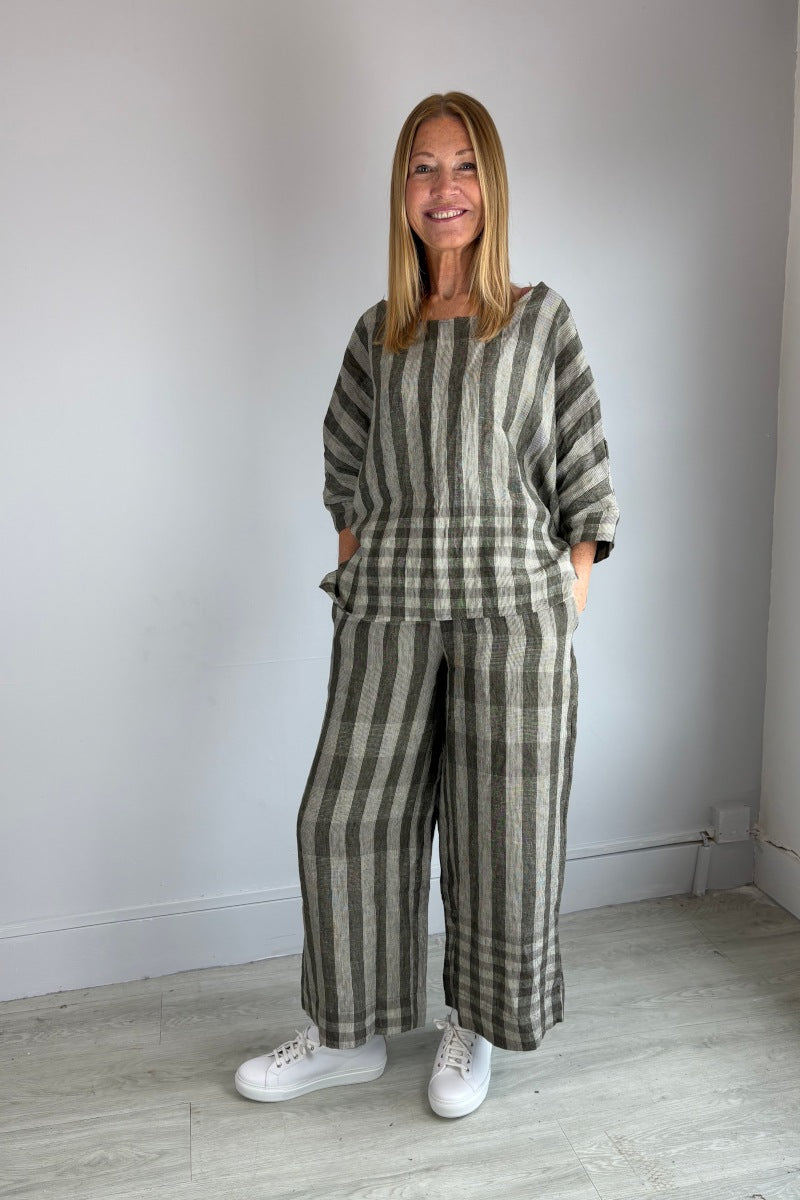 Mama B Pollo LQ Checked Linen Pants